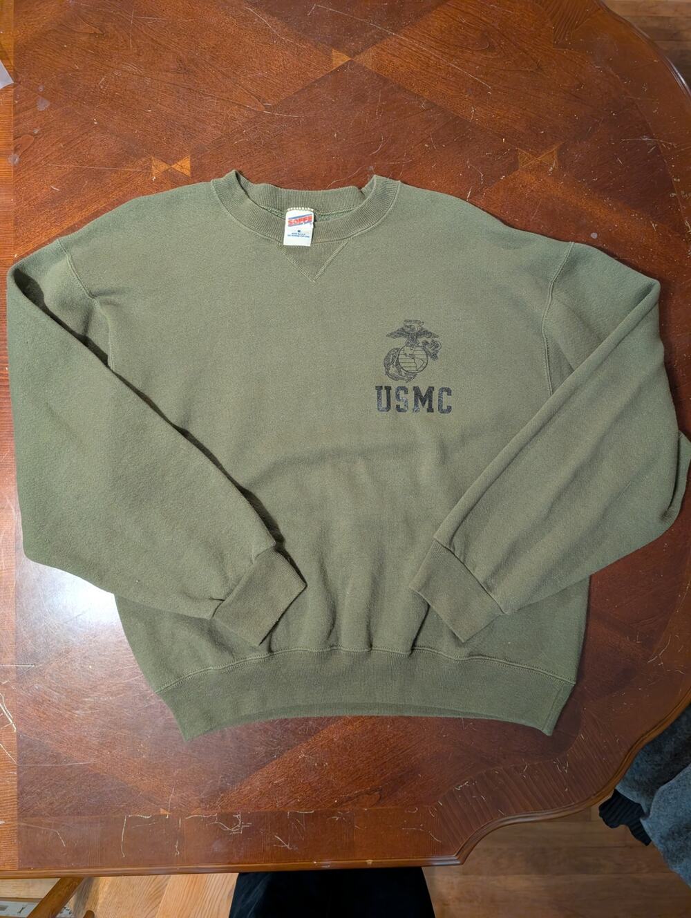 Vintage 90s SOFFE USMC Sweatshirt Mens M Olive Drab Green  Made in USA Crewneck